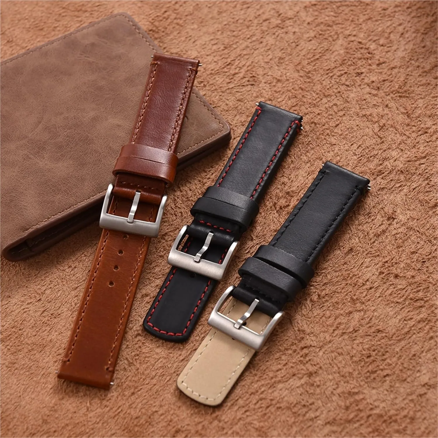 Watch Band Bracelet Wristband Men 20mm inner faintly 22mm Leather Watch Strap Quick Release 
