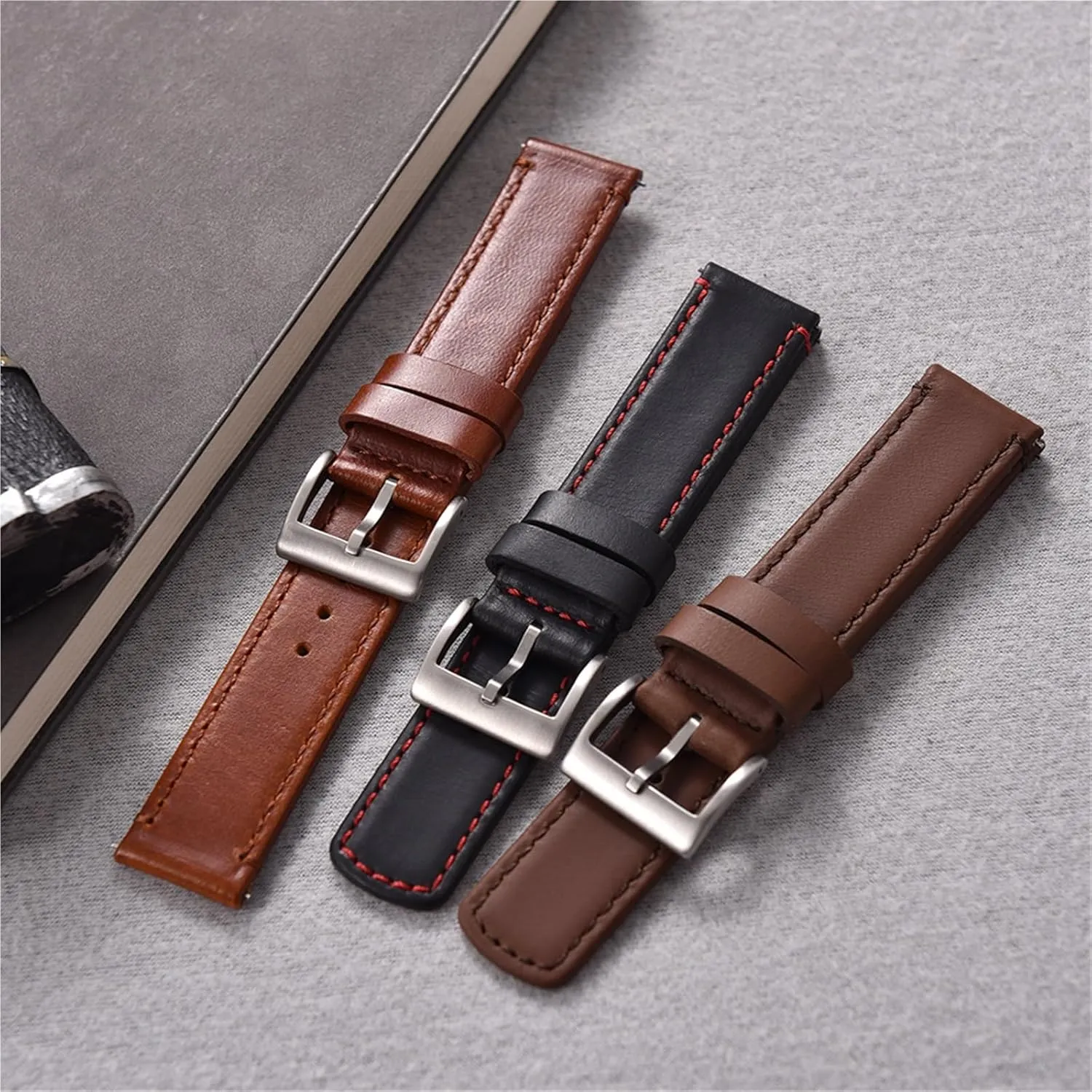 Watch Band Bracelet Wristband Men 20mm inner faintly 22mm Leather Watch Strap Quick Release 