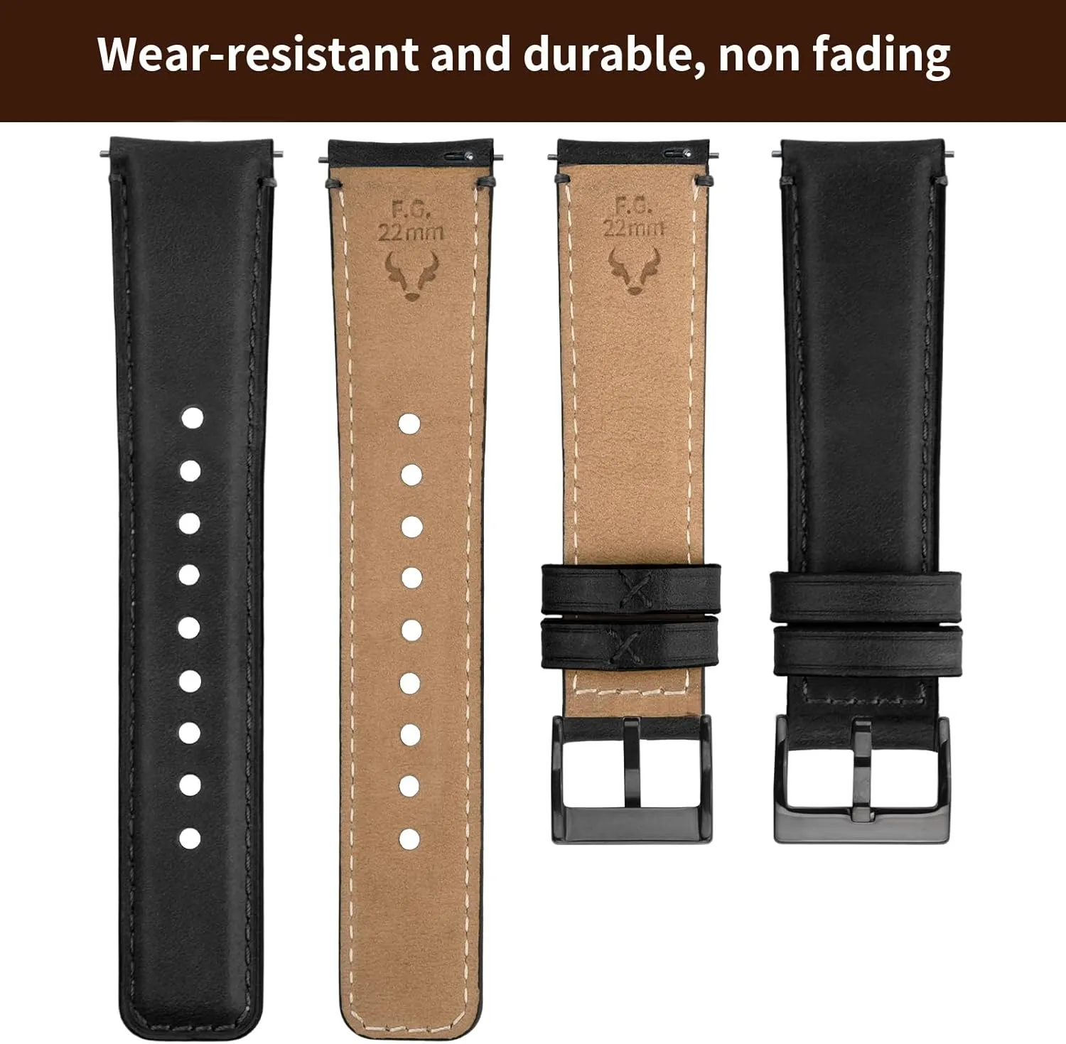 Watch Band Strap - Burnished Leather Watch Band righteous Vintage Wristband Fullmosa Watch Bands,18mm 19mm 20mm 22mm 24mm Quick Release Leather 