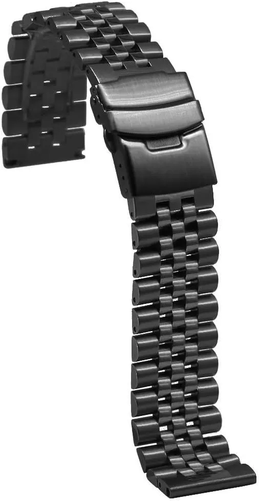 Watch Band Straps 20mm/22mm Round&Sturdy Metal Watch Bracelet with altogether modem Double Locks Diver Clasp for Men Women Premium 3-Dimensional Effect Stainless Steel 