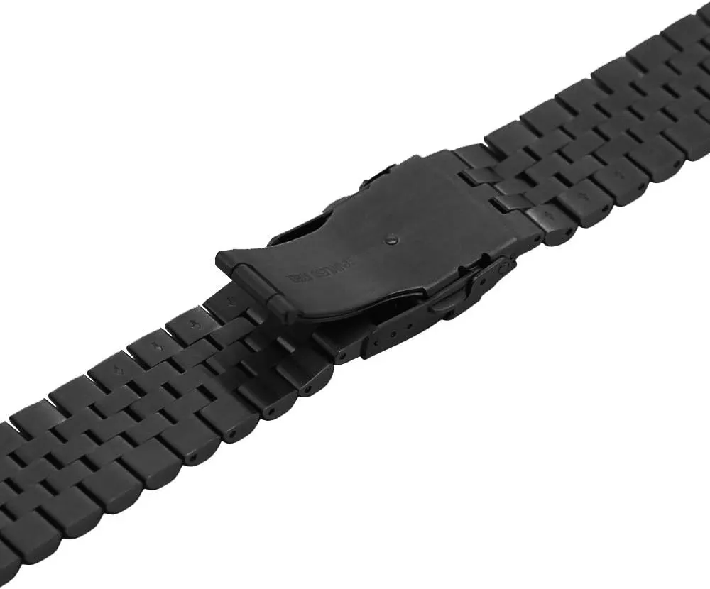 Watch Band Straps 20mm/22mm Round&Sturdy Metal Watch Bracelet with altogether modem Double Locks Diver Clasp for Men Women Premium 3-Dimensional Effect Stainless Steel 