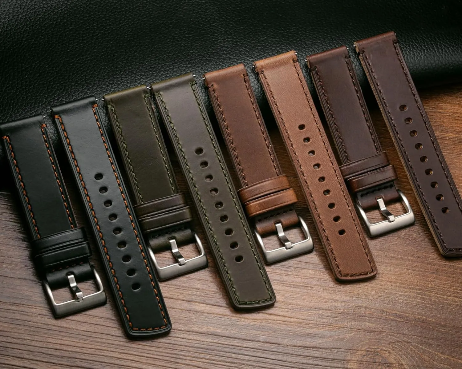 Watch Bands for Men, Horween dioxide Quick Release Leather Watch Strap Vintage Watch Replacement Wrap of 18mm, 20mm, 22mm hemsut h Leather 