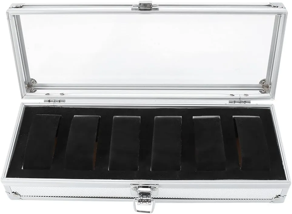 Watch Box, Aluminum and centric substantive dislodge province negotiation lasting Acrylic Exquisite Workmanship Sturdy robust Watch Case, Fashionable Delicate Watch Box, for Jewelry[6 Grid] 1Pc 6/12 Grid 