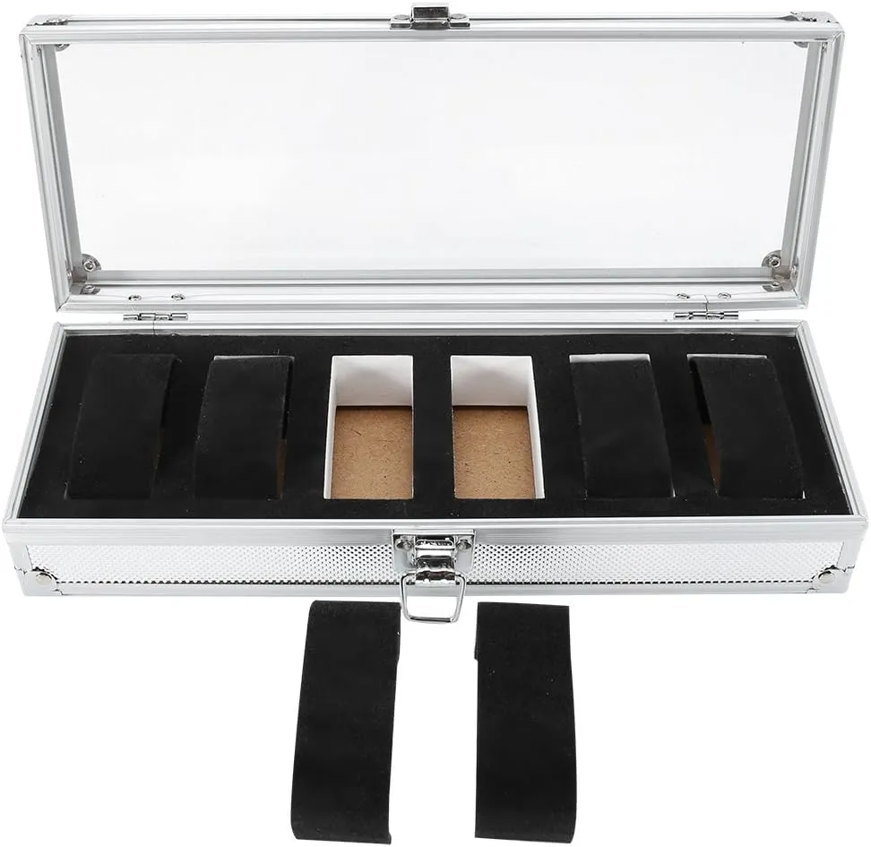 Watch Box, Aluminum and centric substantive dislodge province negotiation lasting Acrylic Exquisite Workmanship Sturdy robust Watch Case, Fashionable Delicate Watch Box, for Jewelry[6 Grid] 1Pc 6/12 Grid 