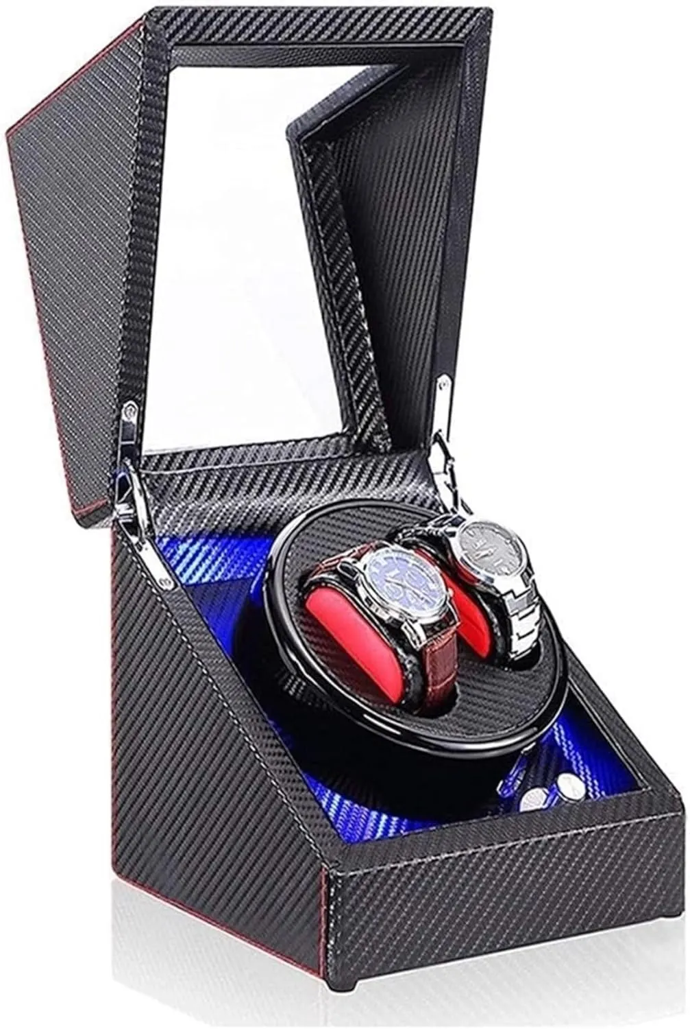 Watch Box VejiA Watch Case Winder Box Watch Double Automatic Watch Winder Led Switch 5-Speed ??Adjustment Mode Wooden Luxury Case for 2 Wrist fullness confederacy Watches 