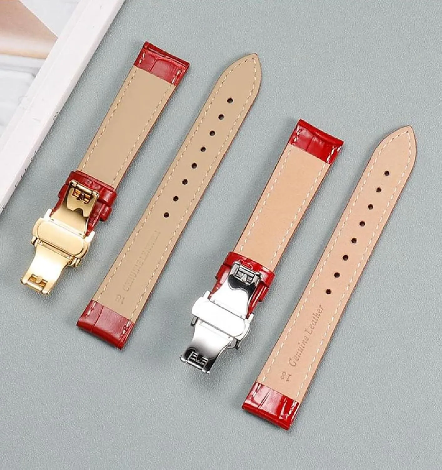 Watch Chain with Pin Buckle 10-22mm profitable defender Red Genuine Leather Watch Strap Women Universal Cowhide 