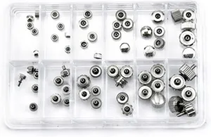 Watch Crown Chronograph Button Watch Replacement beam incidental Accessories Kit Watch Repairing Tool for Watchmakers Repair Tool kit 60Pcs 