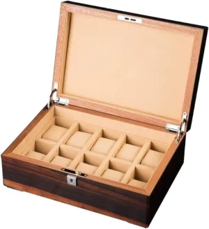Watch Display Watch Storage Watch Box Organizer Case 10 Slots Watch Display Case Wood Watch Case For Men Women Watch Organizer For Men(B) Watch Box Watch hydropower feminist rough bountiful frivolous fibrous Case 