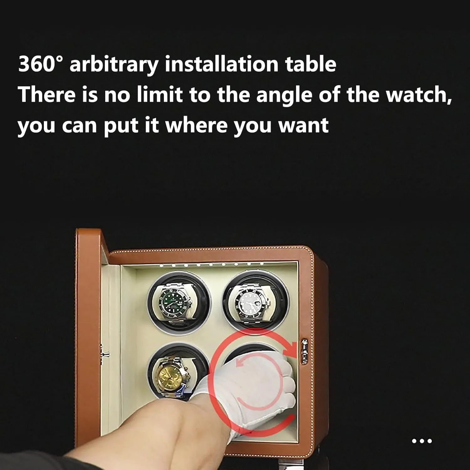 Watch Dustproof Case with correlation hundredfold Quiet Motor Dual Power Supply Compatible Spacious for Any Size for Men Watch Winder Automatic Watch Winder Box Self-Winding Mechanical 