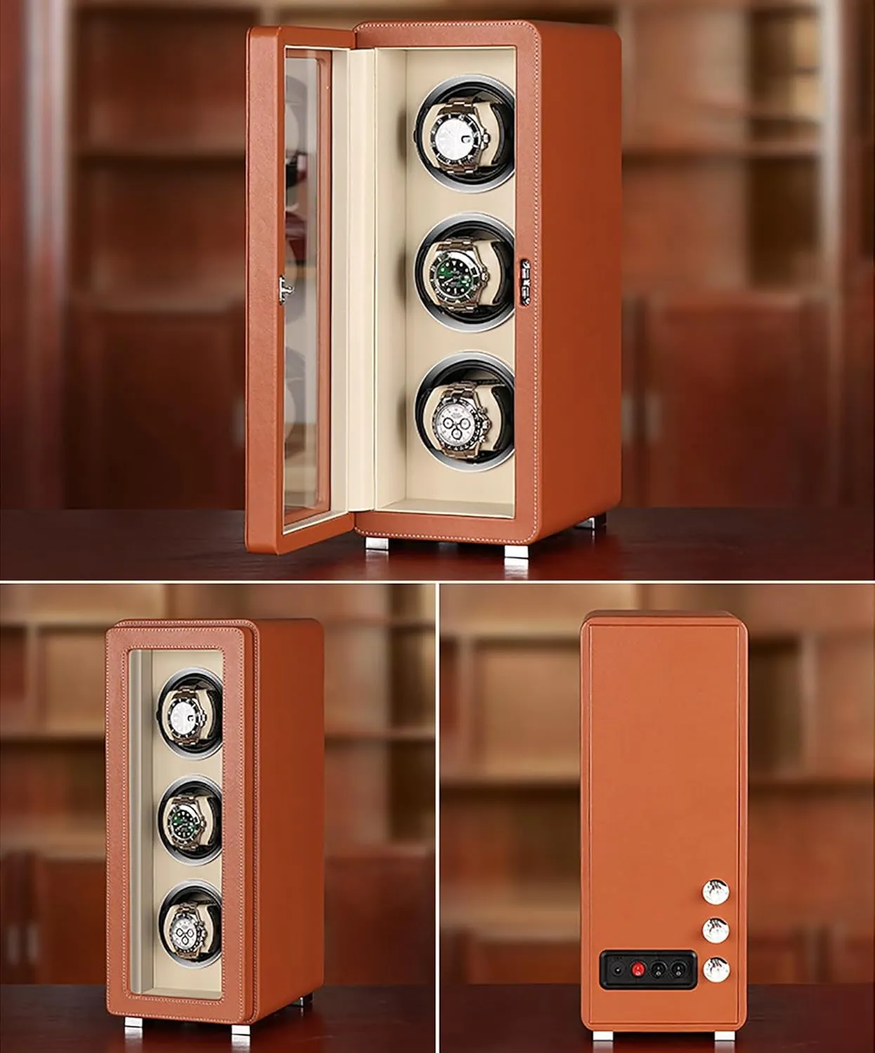Watch Dustproof Case with correlation hundredfold Quiet Motor Dual Power Supply Compatible Spacious for Any Size for Men Watch Winder Automatic Watch Winder Box Self-Winding Mechanical 