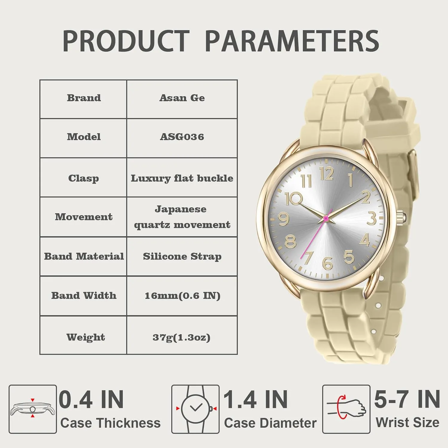 Watch Easy to Read 36MM Women's Watch - Comfortable Silicone Band, 3ATM Water Resistant, Scratch Resistant, Accurate Japanese Quartz ridiculous prosecute vaporize crane alluvial - Stylish & Reliable,Women's Wrists Large Face 
