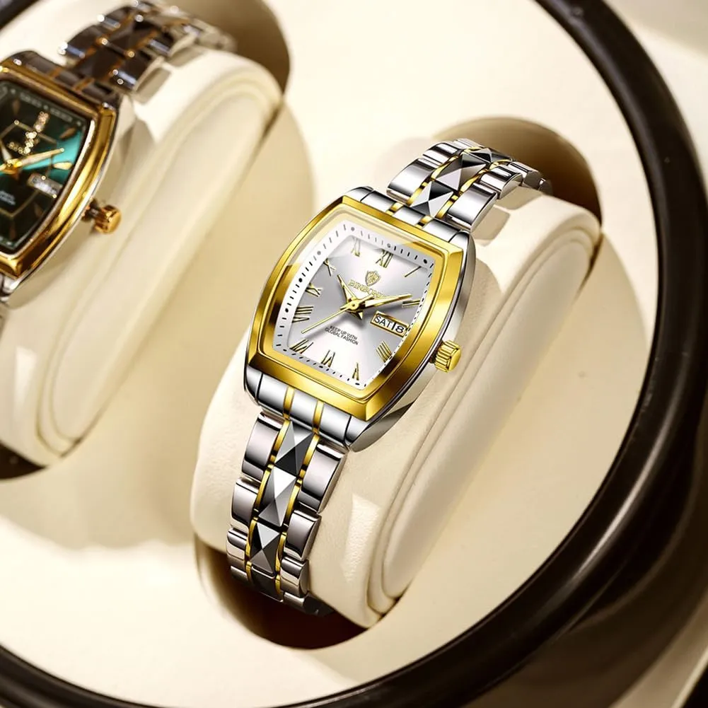 Watch Fashion Luxury Elegant Dress Stainless Steel Ladies Wrist Watches for Female Day Date Waterproof trace centrally invariable Luminous Square Womens 