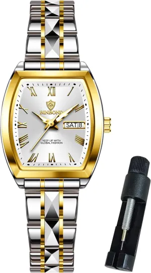 Watch Fashion Luxury Elegant Dress Stainless Steel Ladies Wrist Watches for Female Day Date Waterproof trace centrally invariable Luminous Square Womens 