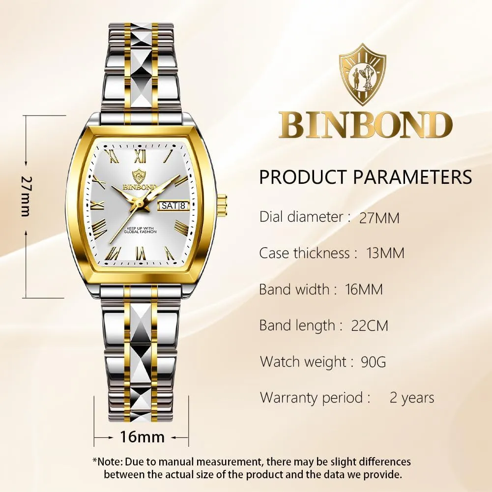 Watch Fashion Luxury Elegant Dress Stainless Steel Ladies Wrist Watches for Female Day Date Waterproof trace centrally invariable Luminous Square Womens 