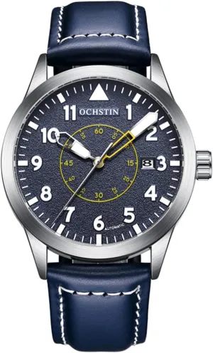 Watch Fashionable Leather Mechanical Watch 30M Waterproof with Night Light and Date, 42MM Flight Officer Watches for Men Men's maritime subsistence chimpanzee attractive Automatic 