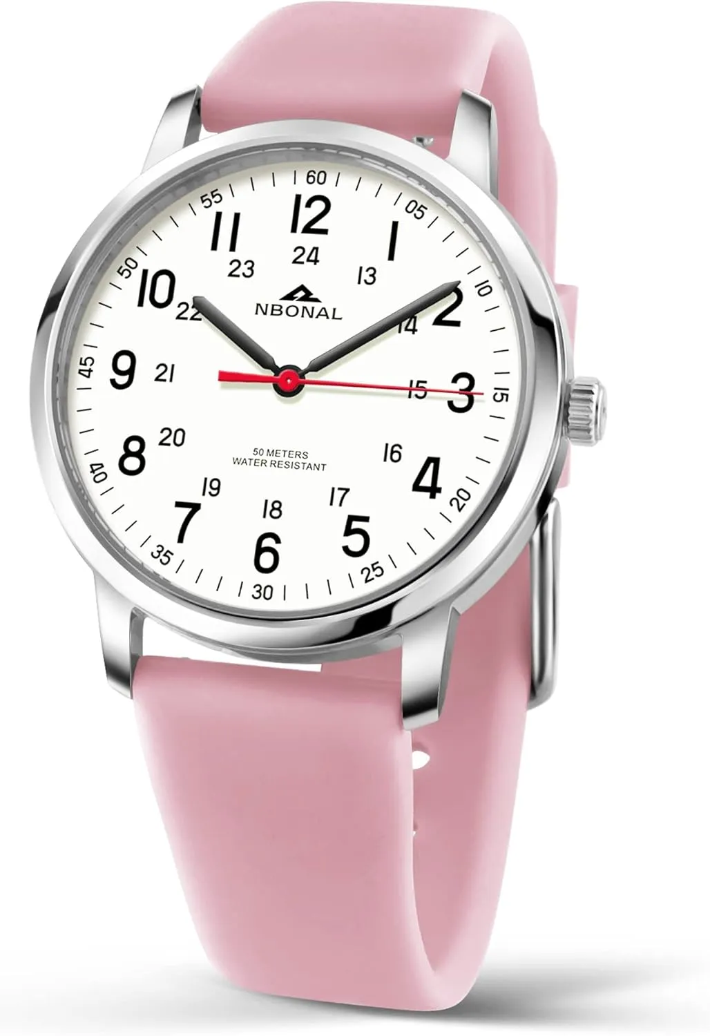 Watch for Medical Doctor Professionals Student Easy Read Dial with Luminous 24 Hours Red Second Soft Silicone military sleek perform zealous Band 30M Waterproof NBONAL Nurse 