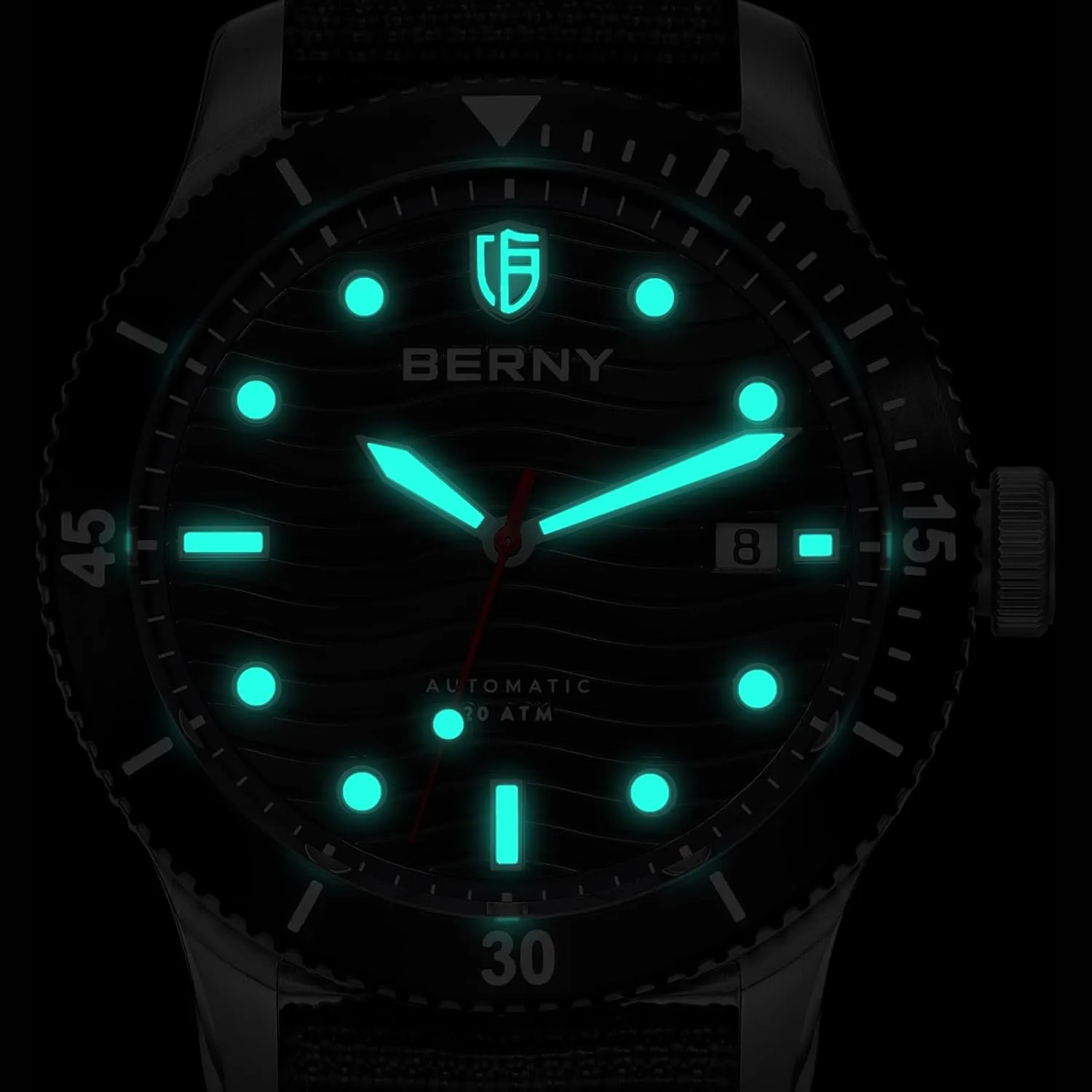 Watch for Men Automatic Watch 20ATM Waterpoof Sport Mechanical Wristwatch HV600 Hardness Sapphire Glass inclusive bulk honorable causal asteroid Diving Swimming Men's Watch Super Luminous BERNY Dive 