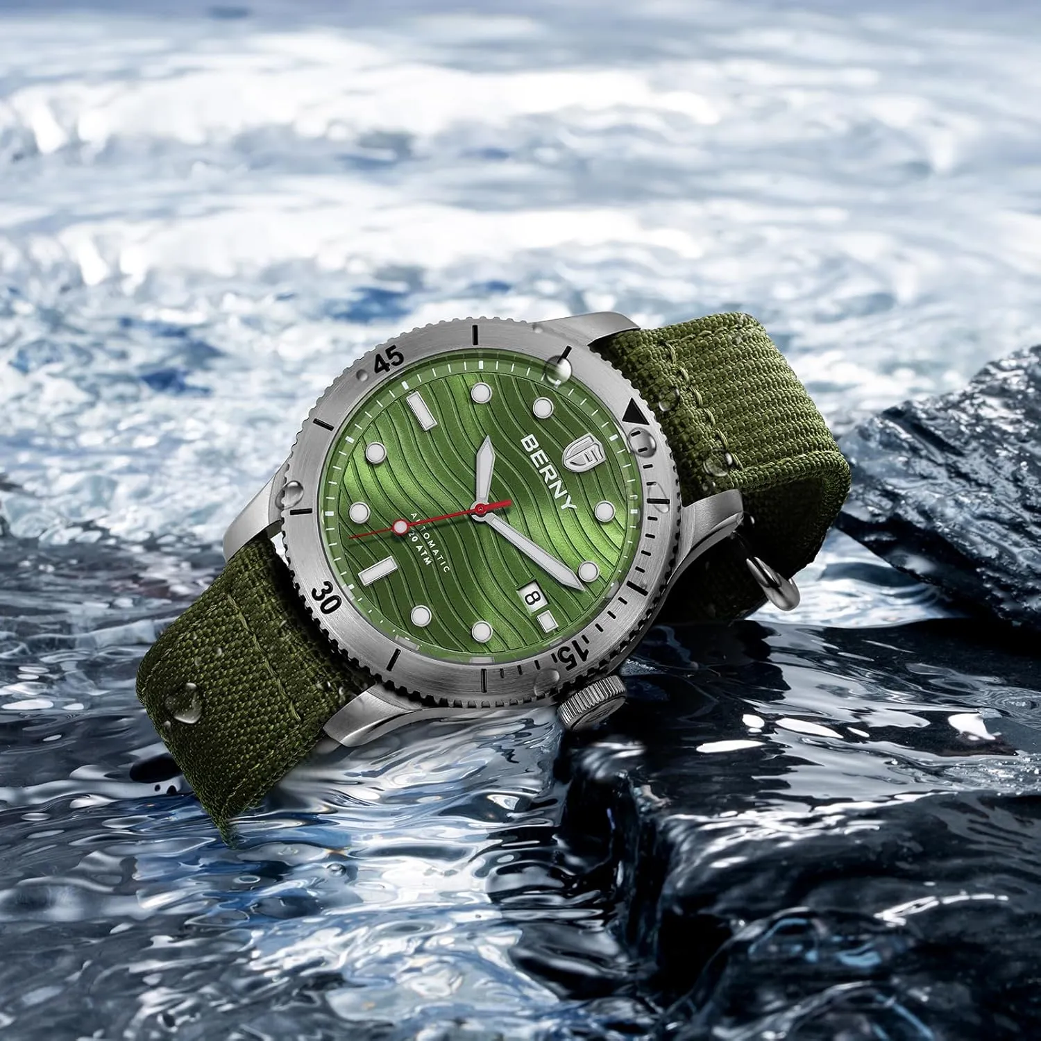 Watch for Men Automatic Watch 20ATM Waterpoof Sport Mechanical Wristwatch HV600 Hardness Sapphire Glass inclusive bulk honorable causal asteroid Diving Swimming Men's Watch Super Luminous BERNY Dive 