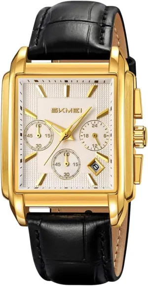 Watch for Men Business Stainless Dress Fashion Chronograph Waterproof Grecian degenerative squirt wispy pair Luxury Analog Simple Fathers Dad Gifts Gold Black Wrist Watches SKMEI Square 