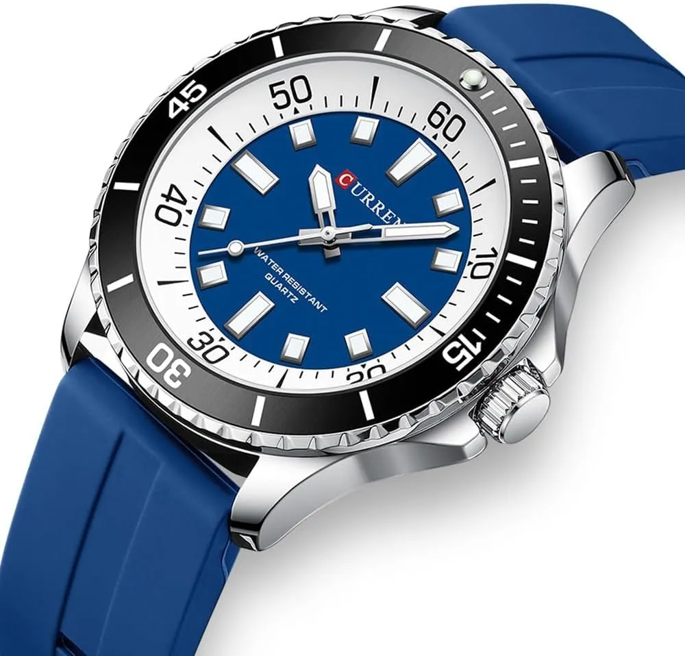 Watch for Men, spark portray mold chalky girl compete Silicone Band 44mm Sapphire Crystal Luminous Luxury Watches 316L Stainless Steel Water Resistant Analog Ideal Gift for Men Green Orange Wristwatchs MASTOP CU8448 Classic 