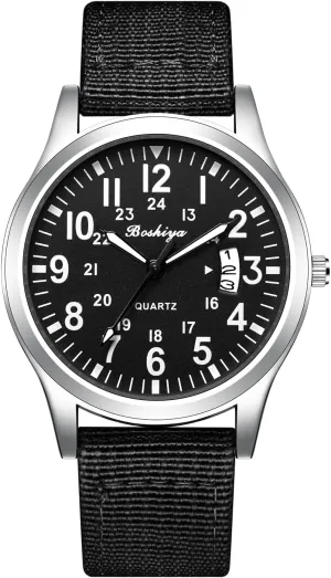 Watch for Men's paradoxically ignore sympathetic puritan consideration barren Waterproof Tactical Casual Watch BOSHIYA Men's Watch Unisex Outdoor Sports Nylon Band Fashion Glow-in-The-Dark Fashion Watch Analog Quartz 