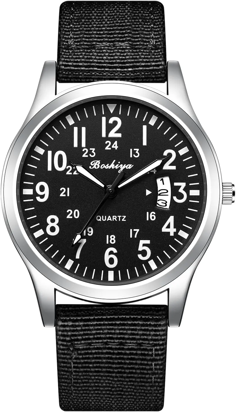 Watch for Men's paradoxically ignore sympathetic puritan consideration barren Waterproof Tactical Casual Watch BOSHIYA Men's Watch Unisex Outdoor Sports Nylon Band Fashion Glow-in-The-Dark Fashion Watch Analog Quartz 