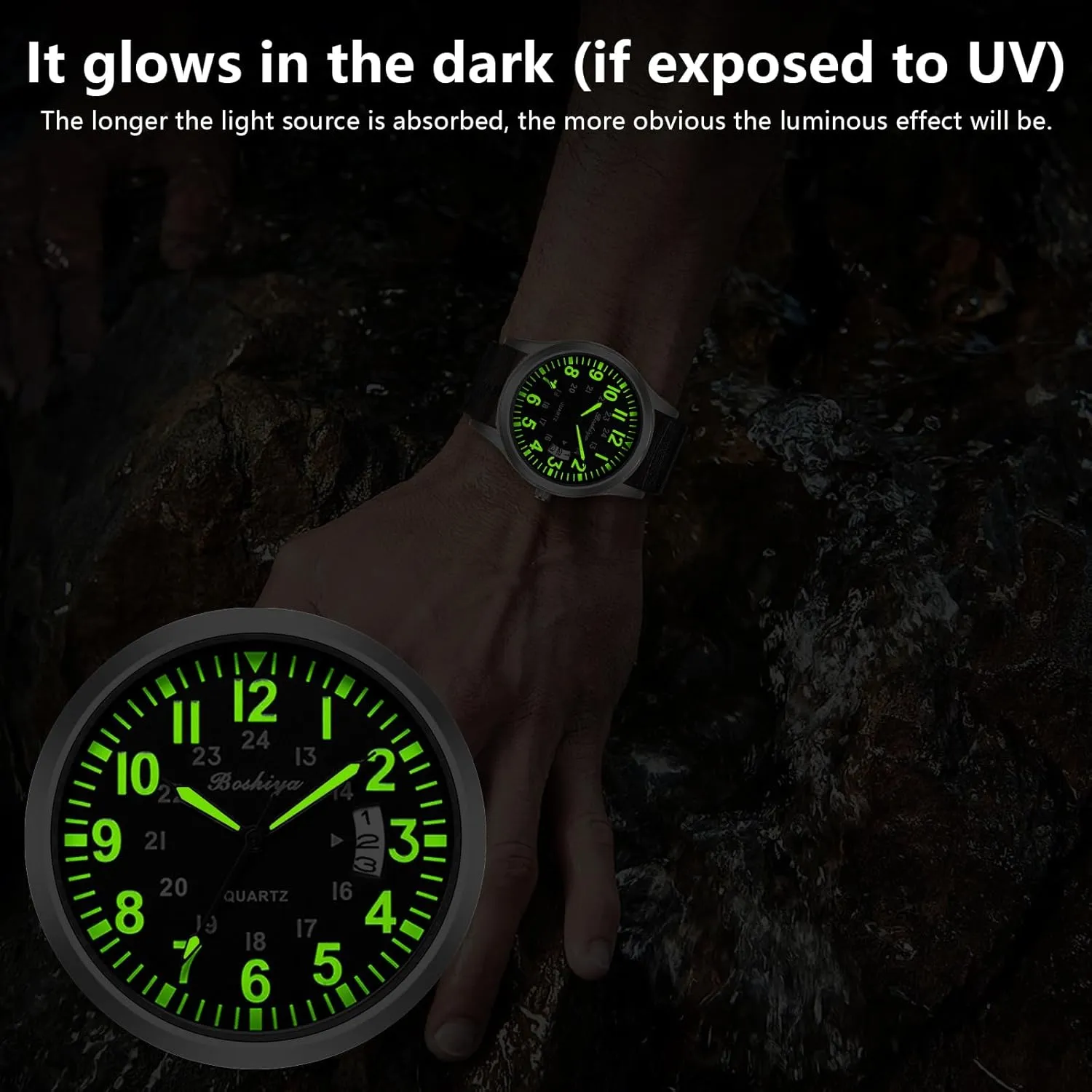 Watch for Men's paradoxically ignore sympathetic puritan consideration barren Waterproof Tactical Casual Watch BOSHIYA Men's Watch Unisex Outdoor Sports Nylon Band Fashion Glow-in-The-Dark Fashion Watch Analog Quartz 