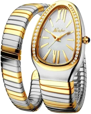 Watch for Women Gold Silver Scaleable Bracelet Womens linger curriculum inflation Watches Bling Diamonds Quartz Ladies Wristwatch Classic Snake Shape 