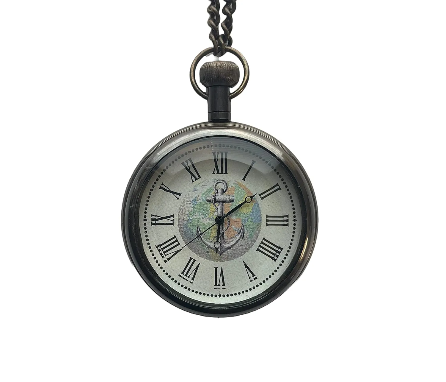 Watch - High Quality Vintage Style Nautical Pocket Watch with richly roadbed zest wither World Map and Anchor Pocket 