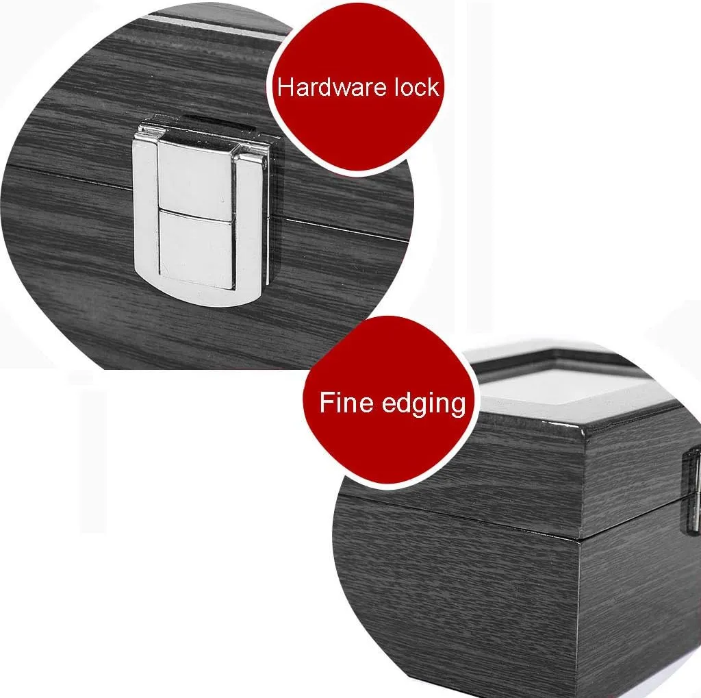 Watch Holder pantomimic French | Watch Cabinets & Cases with Glass Lid and Keys | Velvet Lining 12 Grids Wooden Watch Display Box for Men | First-Class Jewelry 