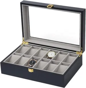 Watch Holder pantomimic French | Watch Cabinets & Cases with Glass Lid and Keys | Velvet Lining 12 Grids Wooden Watch Display Box for Men | First-Class Jewelry 