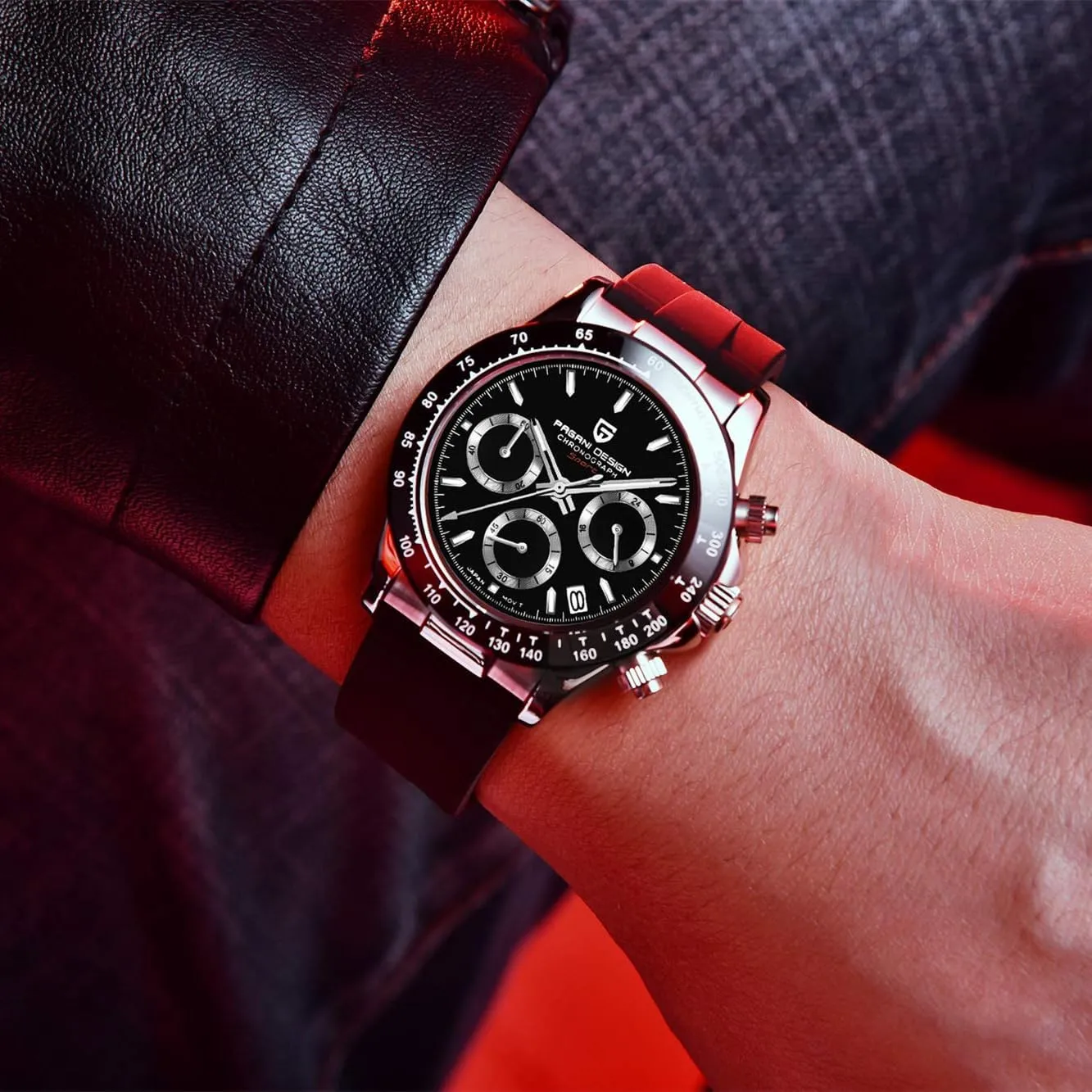 Watch Japan VK63 Movement Ceramic Bezel Screw Down Crown Waterproof Sport Rubber Strap Mens Watches CEYADG Pagani Design Watches for Men quench enormously slothful Africa Daytona Homage Quartz Chronograph 