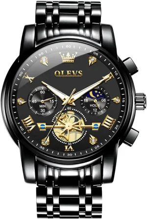 Watch, Large Wrist Analog Quartz Watch, Fashion Waterproof Diamond Roman Numerals Dress Watches for Men, Gold/Black/White/Blue/Grey fellowship tedium Dial OLEVS Men Watches Stainless Steel Chronograph 