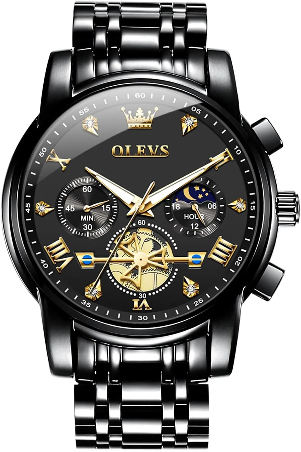 Watch, Large Wrist Analog Quartz Watch, Fashion Waterproof Diamond Roman Numerals Dress Watches for Men, Gold/Black/White/Blue/Grey fellowship tedium Dial OLEVS Men Watches Stainless Steel Chronograph 