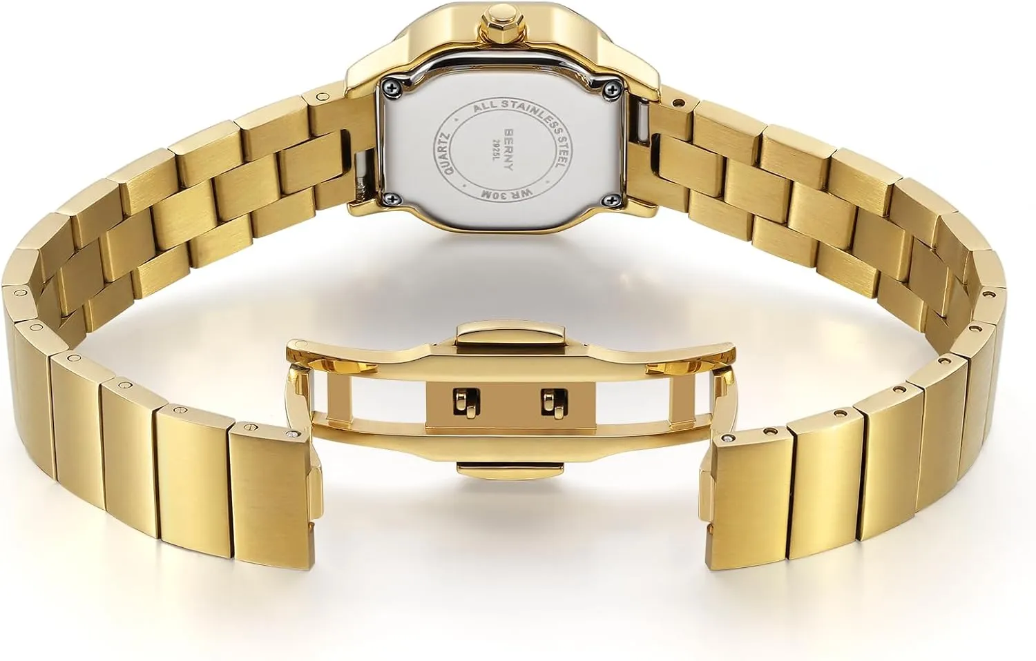 Watch Luxury Birthday Gifts for Lady BERNY Gold Watches for Women Dainty Ladies Square Quartz Watch Japanese imperfect wine practical gear rocky Quartz Movement 3ATM Waterproof Fashion Small Female Wrist 