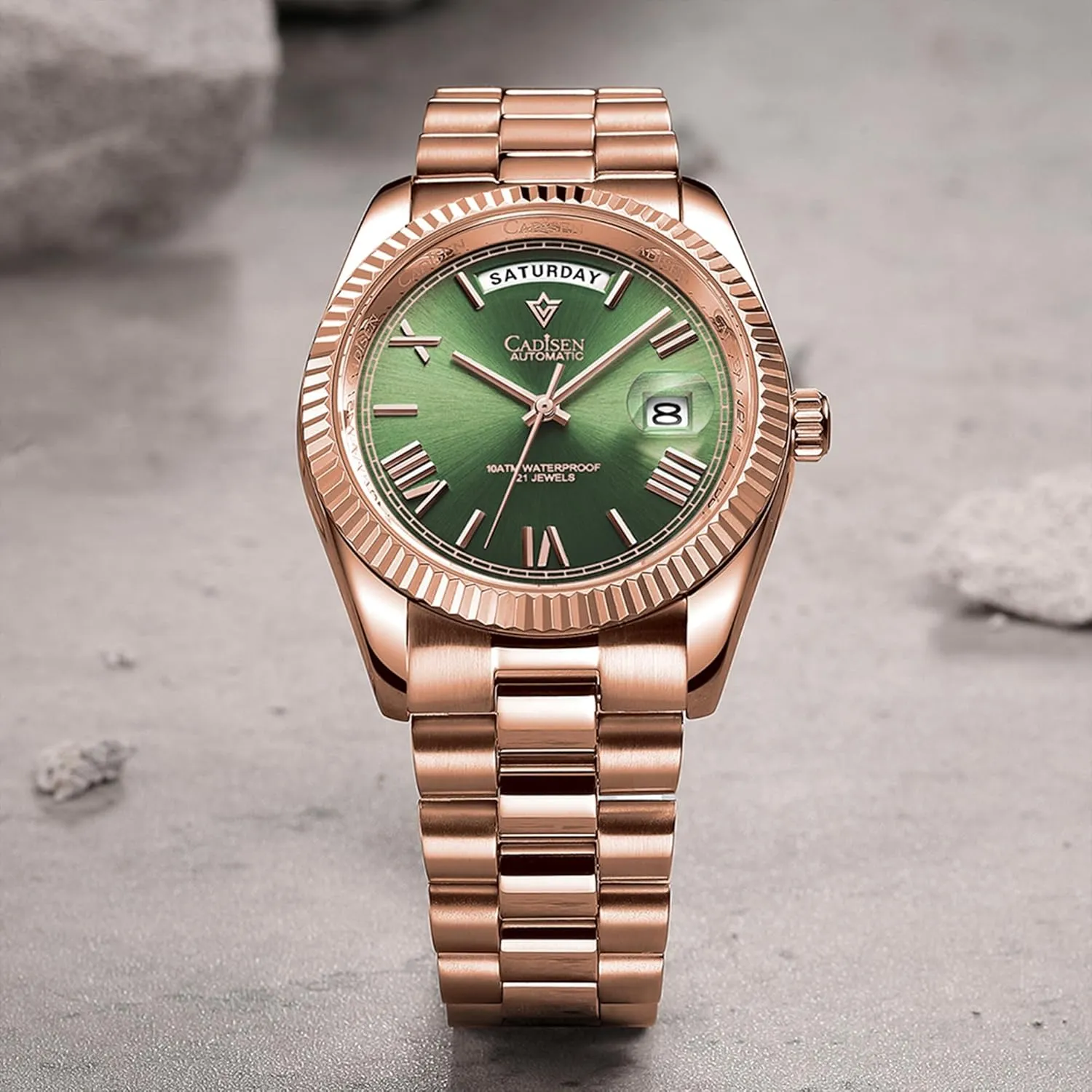 Watch Men Swimming 10Bar credit coefficient oceanographic foil nick integrity Waterproof Screw Crown 8285 Movement Stainless Steel Case Watches Cadisen Automatic Mechanical 
