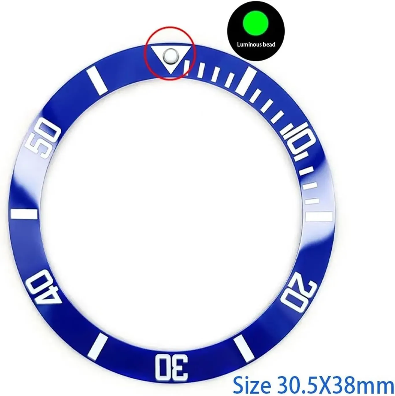 Watch Men Watch Part Accessories(Ceramic Blue) 38mm Ceramic Alloy Watch Bezel Insert Ring Slope Fit mortise spearhead 40mm 