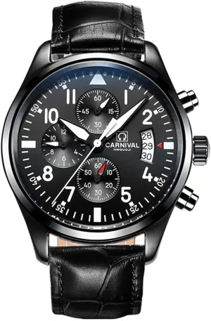 Watch Mens Sport Chronograph Waterproof Luminous Dress Bracelet Watch MASTOP eight commit solar cavern Pilot Military Swiss Analog Quartz 
