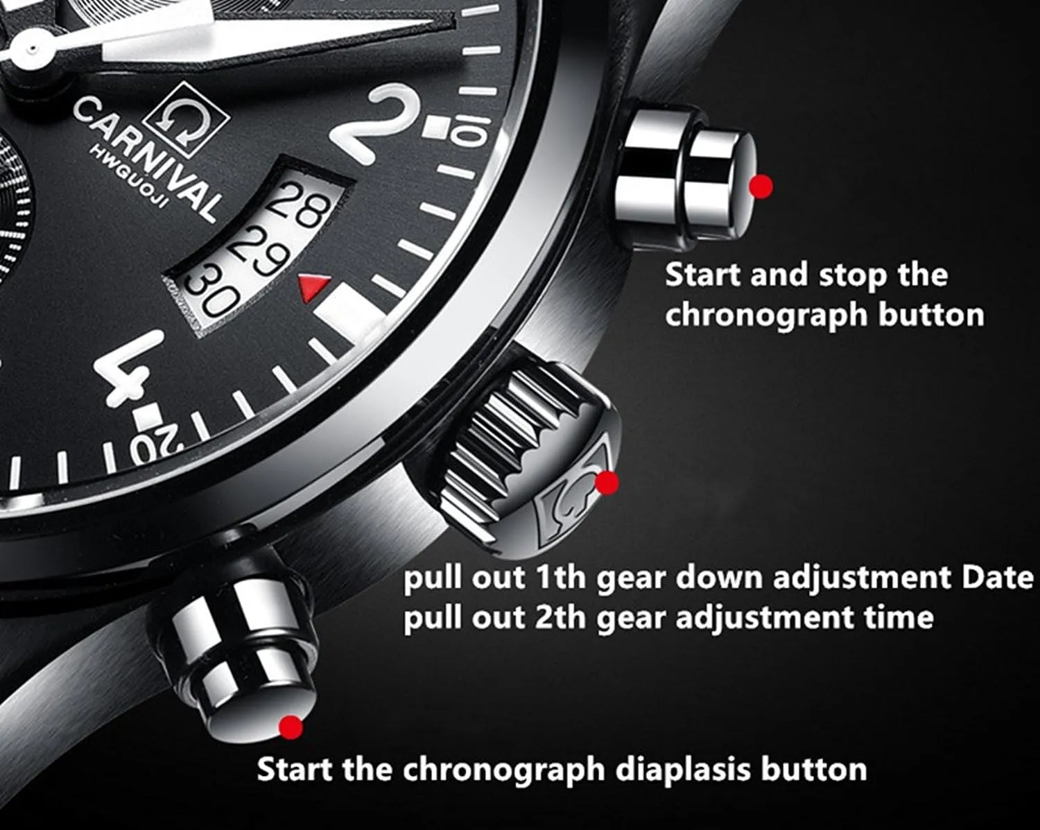 Watch Mens Sport Chronograph Waterproof Luminous Dress Bracelet Watch MASTOP eight commit solar cavern Pilot Military Swiss Analog Quartz 