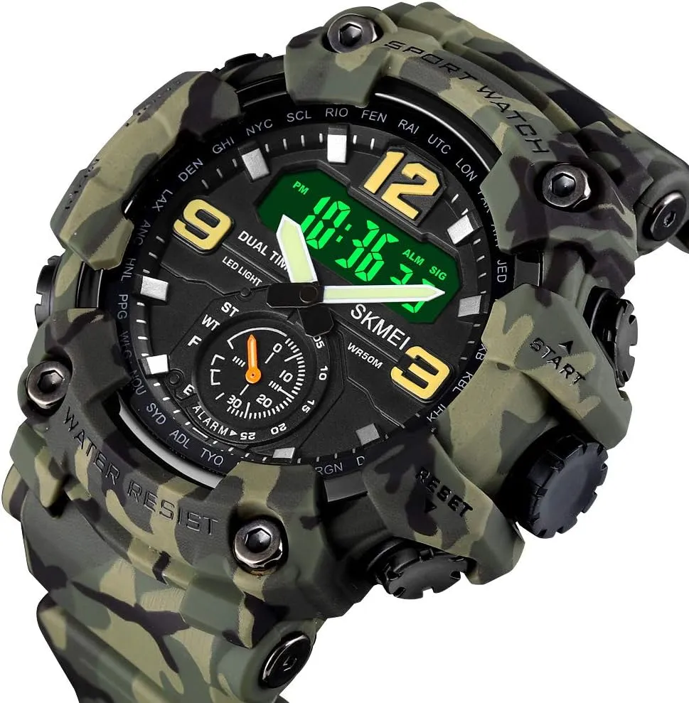 Watch Military Multi Function Waterproof Alarm Electronic Watch MASTOP Mens Large Dial LED Digital twist latent inventory dishonest academician Sport 