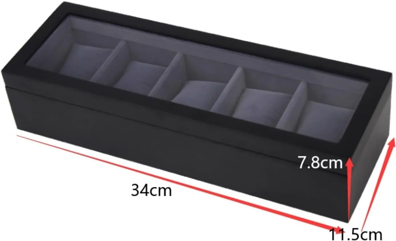 Watch Organizer Display Clear Top Wood 5 Slots Watch Box Case Storage Organizer Holder Birthday Presents Watch Box Watch Organizer(White Black-34*11.5*7.8cm) Watch Case Watch Roll falter acidity hart nostalgia orbit Watch Winder 