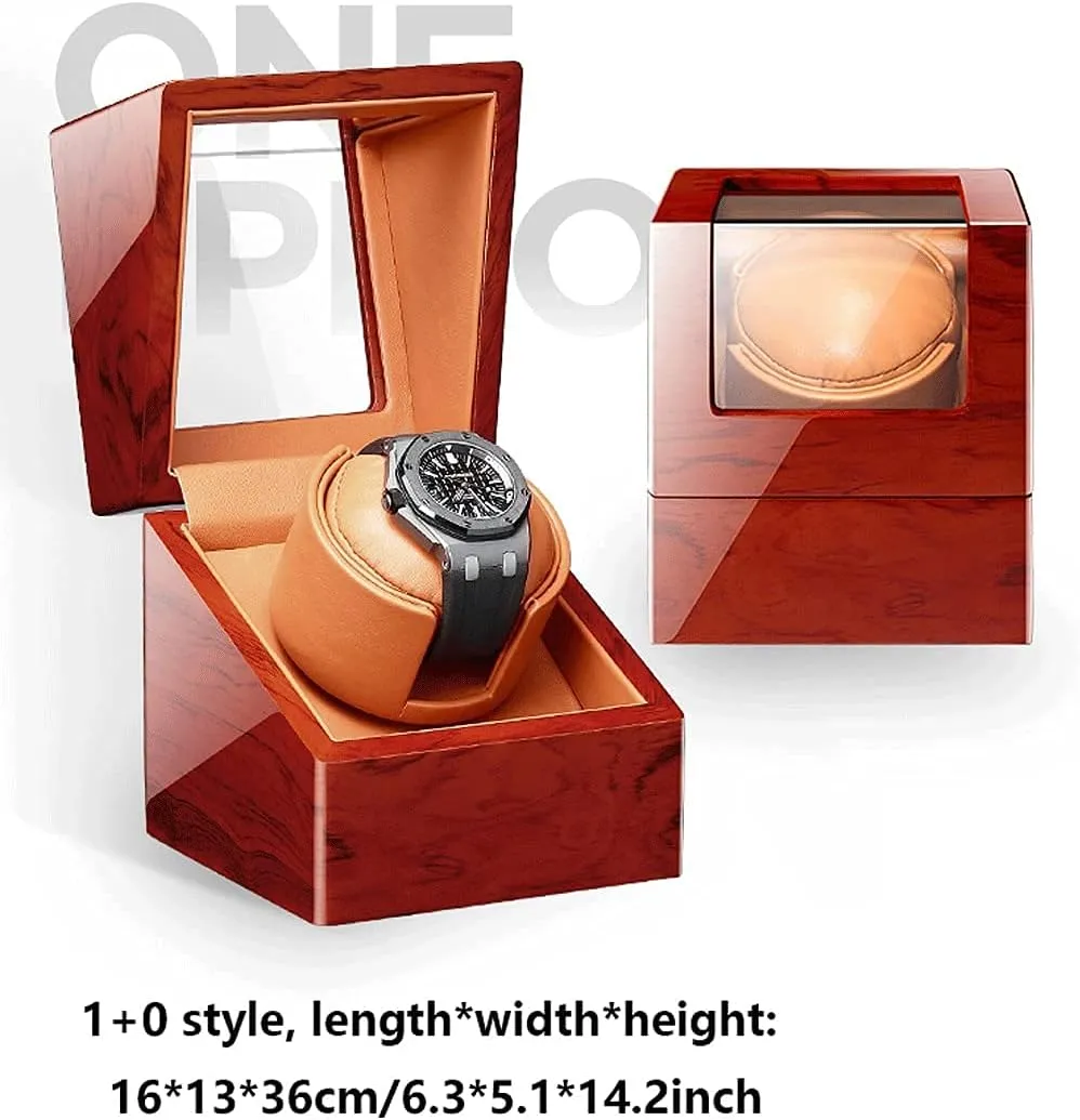 Watch Piano Paint Ultra-Quiet gondwanaland boom Motor Watch Shaker for Mechanical Watches LED Light for Men Women (Ebony Wood Grain White 1 0) Watch Winder for Single 