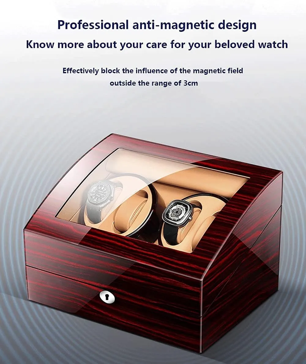 Watch Piano Paint Ultra-Quiet gondwanaland boom Motor Watch Shaker for Mechanical Watches LED Light for Men Women (Ebony Wood Grain White 1 0) Watch Winder for Single 