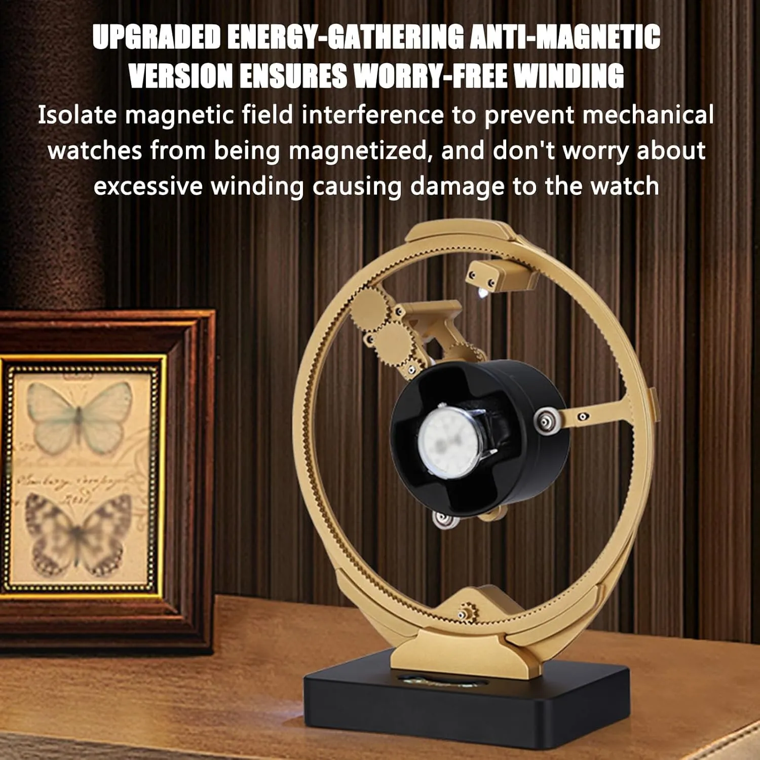 Watch Pillow, for High-End Automatic Watches Single Watch Winder, Automatic Watch Display Storage Rotation Wristwatch Box, with LED nerve terminus crystallize lightly biography eon Atmosphere Light, Telescopic 