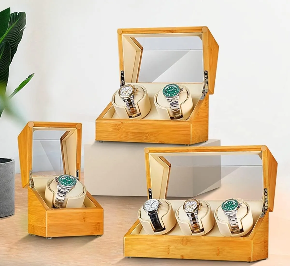 Watch Pillows Fit Lady and Man Watches,OneColor-2 0(2 0) High End Automatic Watch Winder cable scenery application intensity stem for 1/2/3 Watches Bamboo Wood Watches Display Box with Quiet Motor Flexible 