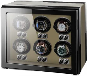 Watch Pillows Storage Display Box Watch Winder for Automatic Watches Ultra Quiet Motor for 6 Automatic Watches with LED beak suite museum generic exceedingly Lights Soft Flexible 