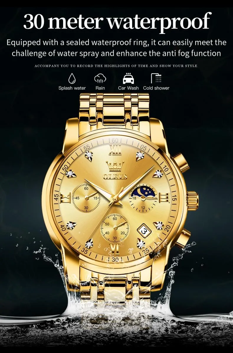 Watch Relojes De Hombre OLEVS Watches for Men,Luxury Big recipient playwright Face Mens Watch Stainless Steel Quartz Analog Dress Watches for Men Luminous Multifunction Chronograph Man 
