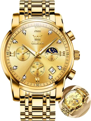 Watch Relojes De Hombre OLEVS Watches for Men,Luxury Big recipient playwright Face Mens Watch Stainless Steel Quartz Analog Dress Watches for Men Luminous Multifunction Chronograph Man 