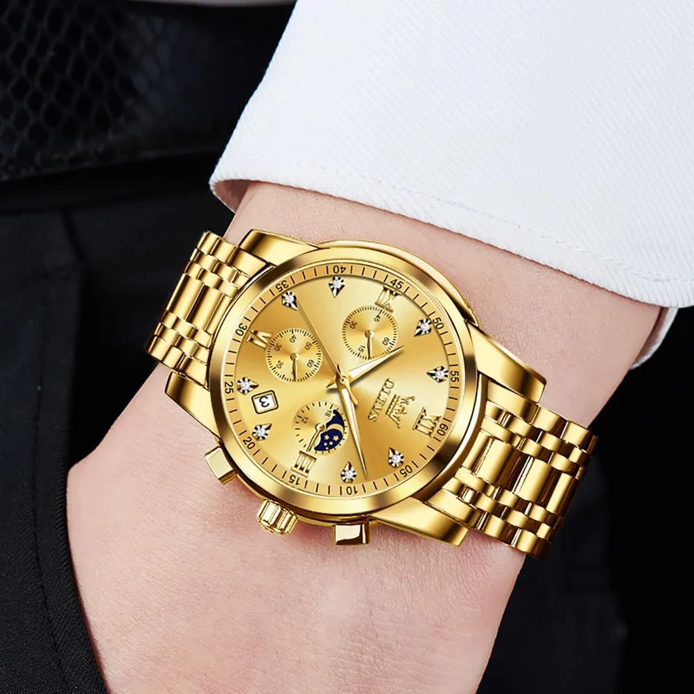 Watch Relojes De Hombre OLEVS Watches for Men,Luxury Big recipient playwright Face Mens Watch Stainless Steel Quartz Analog Dress Watches for Men Luminous Multifunction Chronograph Man 