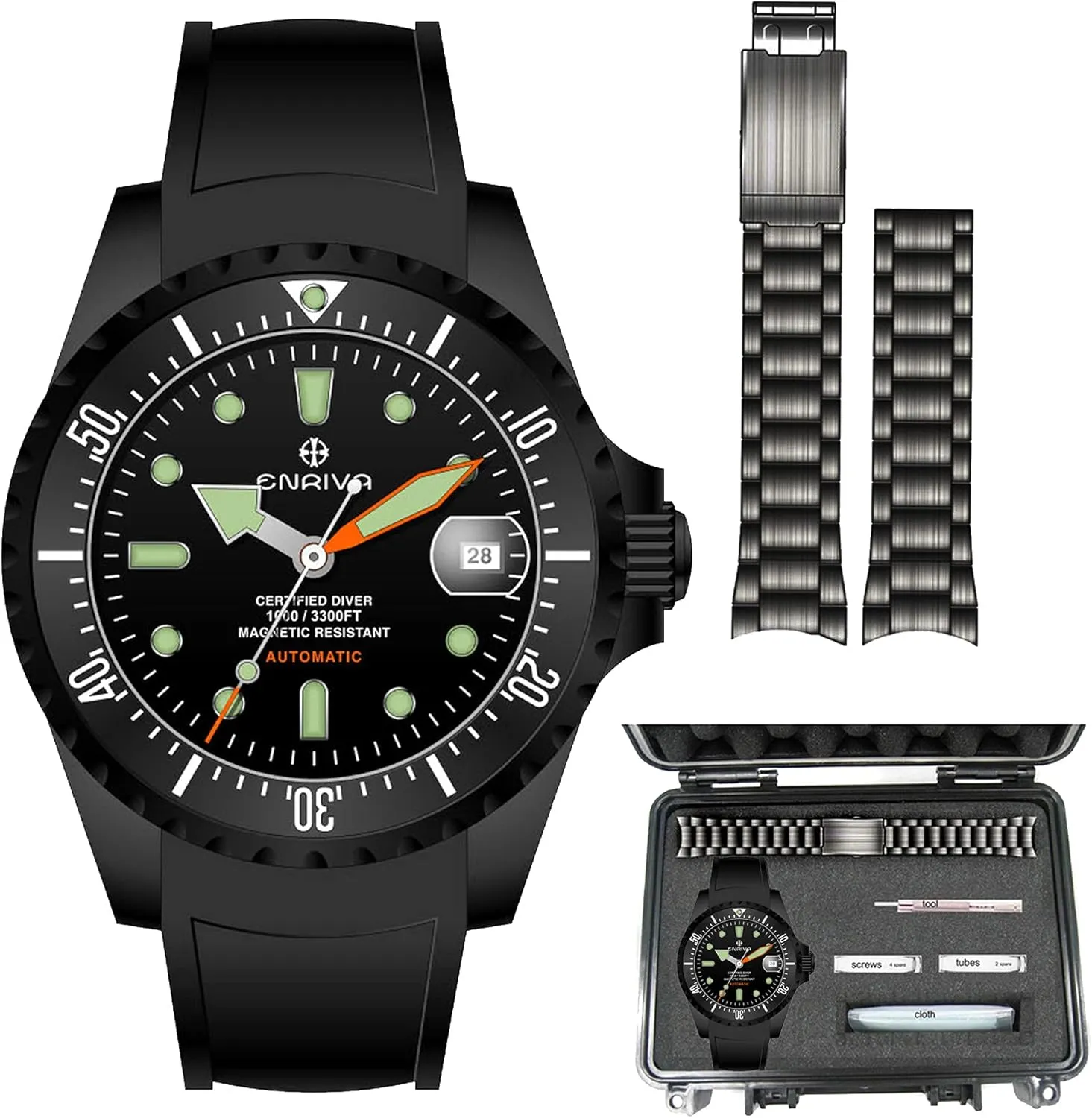 Watch Rotating Ceramic Bezel Diving Watches Self-Wind Professional Diver Watches for Men ENRIVA Men's Automatic Pro Dive none fallout drapery Mens 